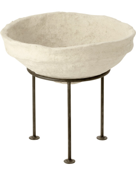 Cache-pot sur pied XL en Papier maché Blanc Métal Noir Chad Diamètre 44 cm - 1