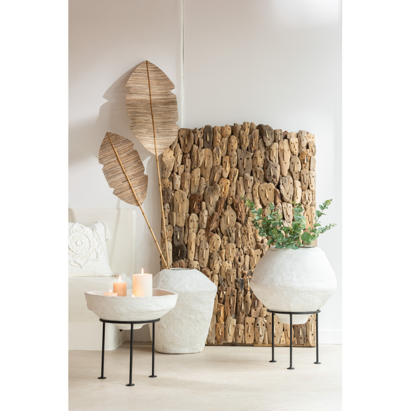 Cache-pot sur pied XL en Papier maché Blanc Métal Noir Chad Diamètre 44 cm - 3