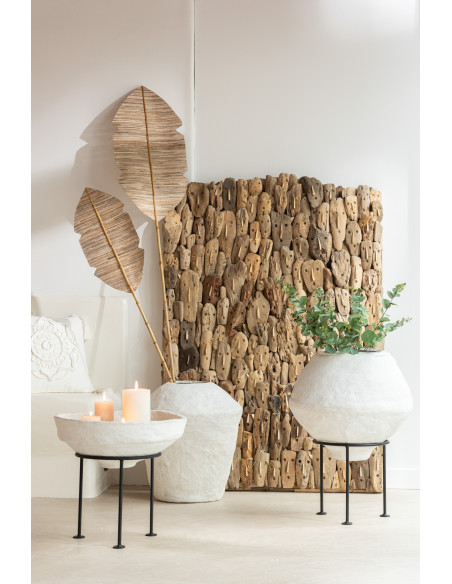 Cache-pot sur pied XL en Papier maché Blanc Métal Noir Chad Diamètre 44 cm - 3