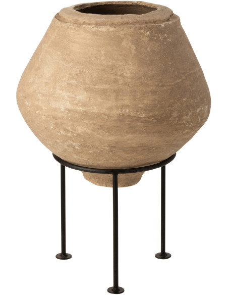 Cache-pot sur pied XL en Papier maché Marron Métal Noir Chad Diamètre 50 cm - 1