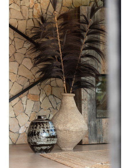 Vase Amphore XXL Chad Hauteur 85 cm en Papier maché Marron - 4