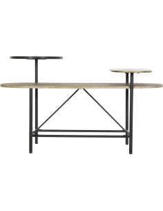 Table basse origininale 3 niveaux Ovale en Métal Noir Doré Bois Marron Trinita - 1 2