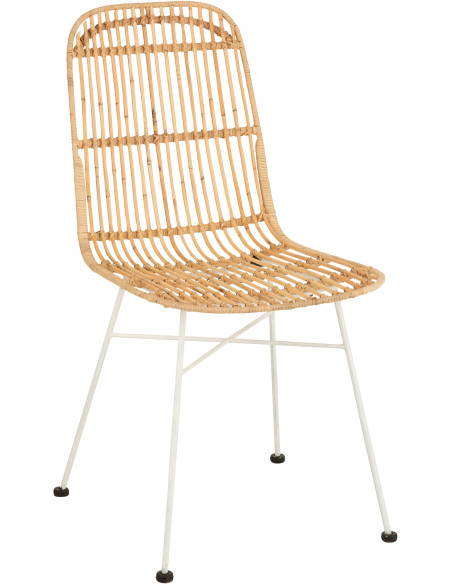 Chaise Ema en Rotin Naturel Métal Blanc - 1