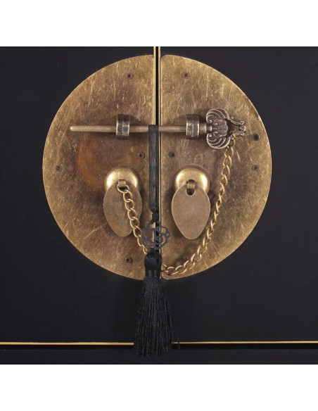 Console Rectangulaire 2 portes 6 tiroirs Bois Noir Oriente - 4