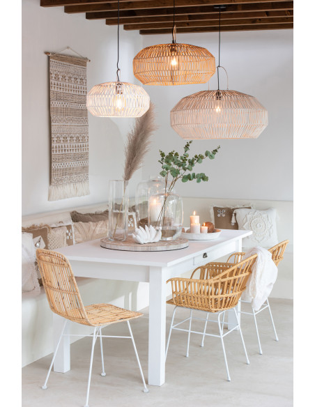 Chaise Ema en Rotin Naturel Métal Blanc - 2