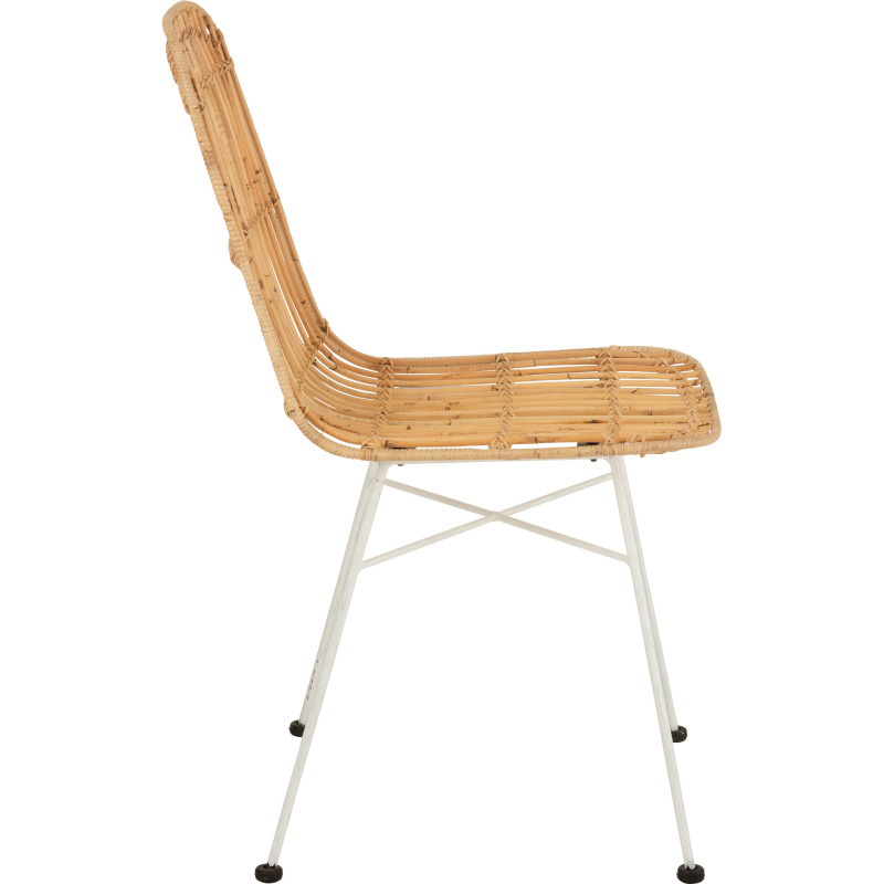 Chaise Ema en Rotin Naturel Métal Blanc - 4