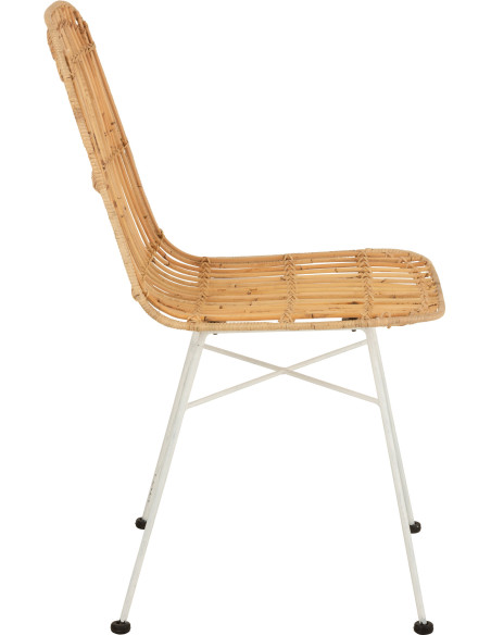Chaise Ema en Rotin Naturel Métal Blanc - 4