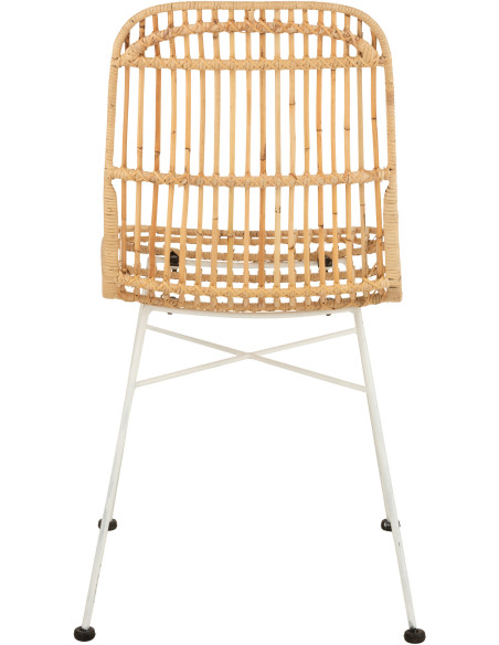 Chaise Ema en Rotin Naturel Métal Blanc - 5