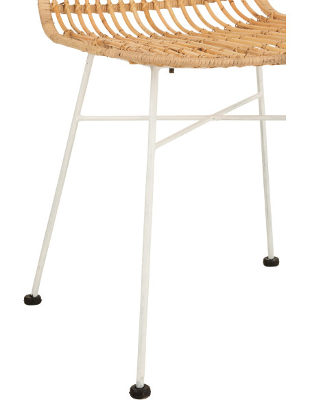Chaise Ema en Rotin Naturel Métal Blanc - 6