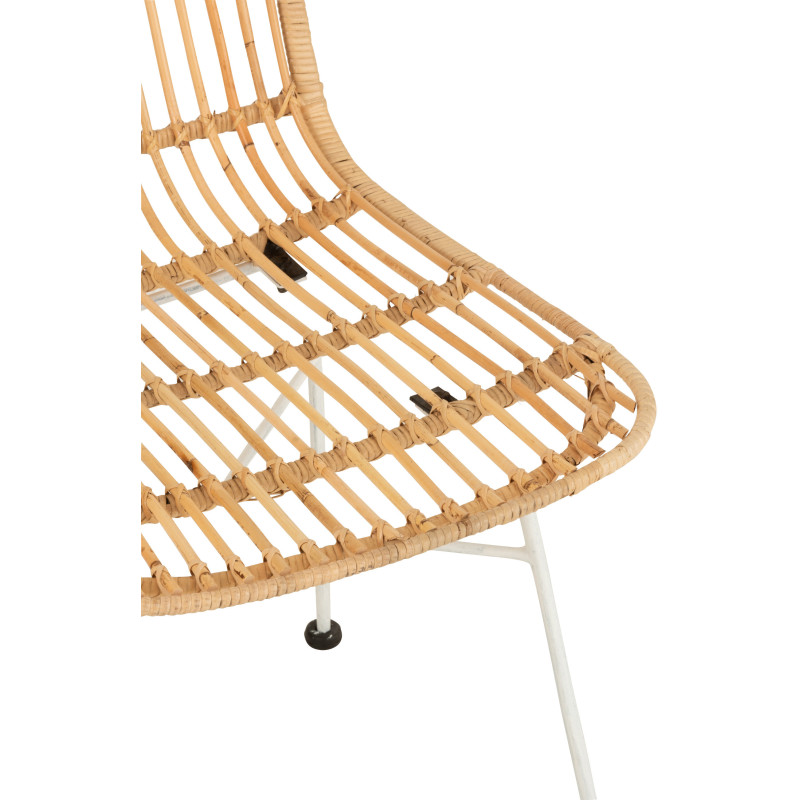 Chaise Ema en Rotin Naturel Métal Blanc - 7