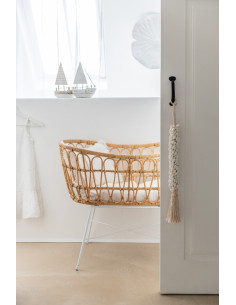 Berceau en rotin naturel et métal blanc - 1 2