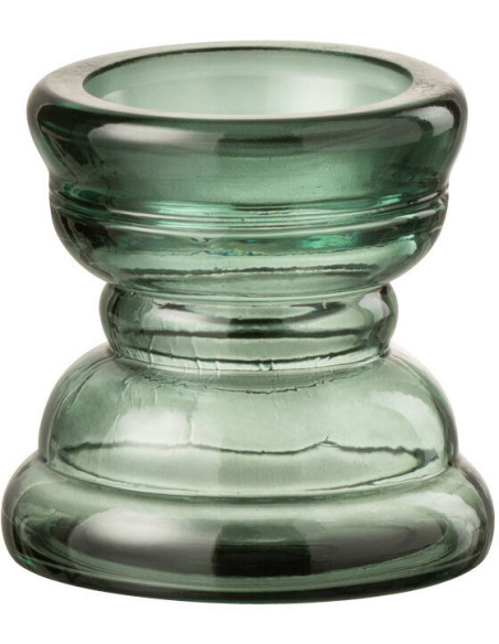 Bougeoir original sur pied Hauteur 12 cm en Verre Vert Nice - 1