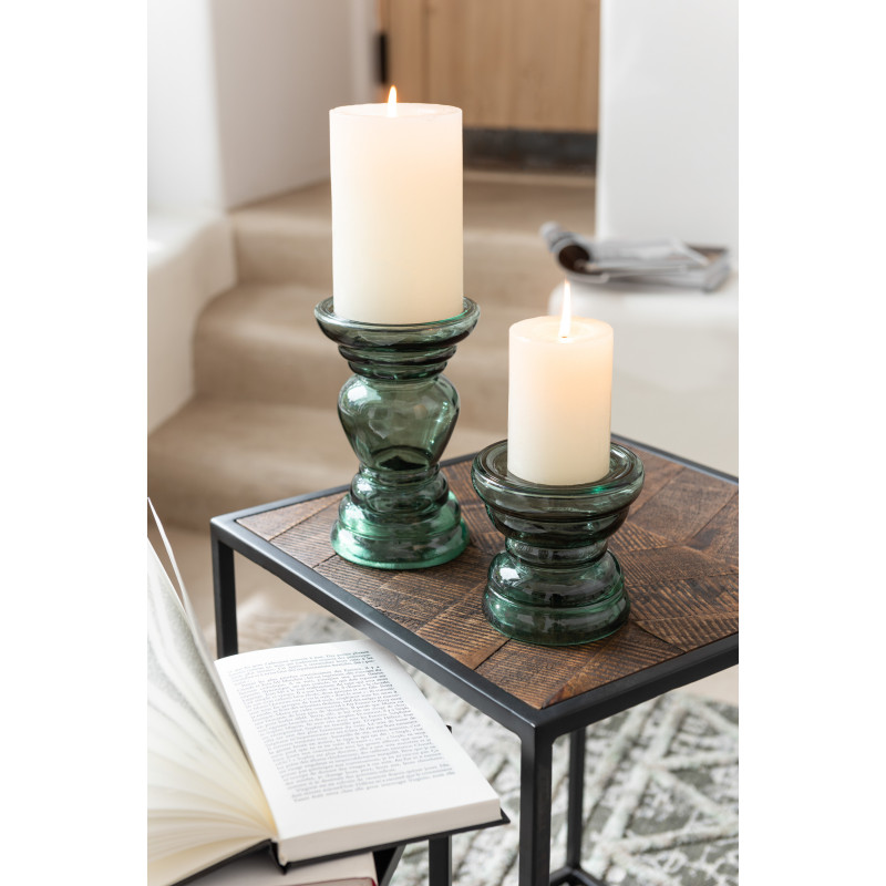 Bougeoir original sur pied Hauteur 12 cm en Verre Vert Nice - 2