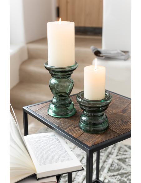 Bougeoir original sur pied Hauteur 12 cm en Verre Vert Nice - 2