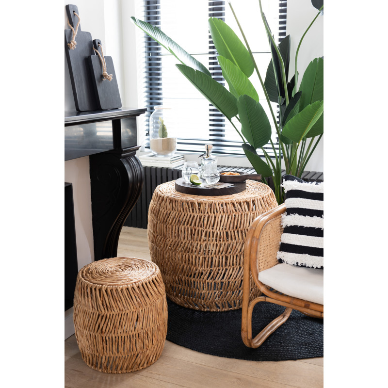 Ensemble table basse 2 tabourets jacinthe d'eau naturelle J-Line - 2