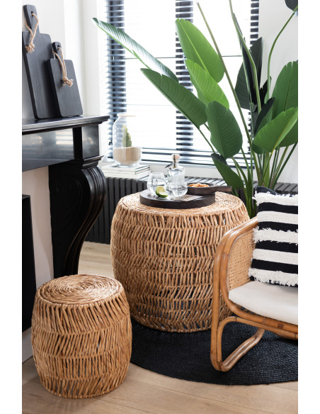 Ensemble table basse 2 tabourets jacinthe d'eau naturelle J-Line - 2