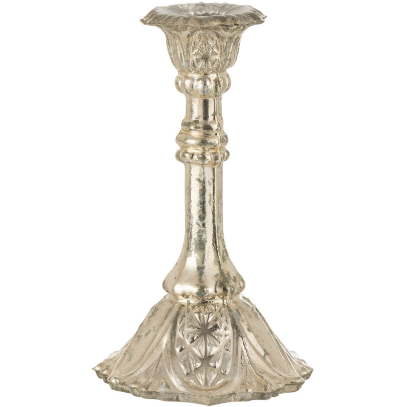 Bougeoir oriental sur pied Hauteur 17 cm en Verre Argenté Caspian - 1