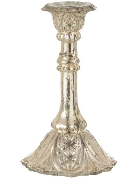 Bougeoir oriental sur pied Hauteur 17 cm en Verre Argenté Caspian - 1