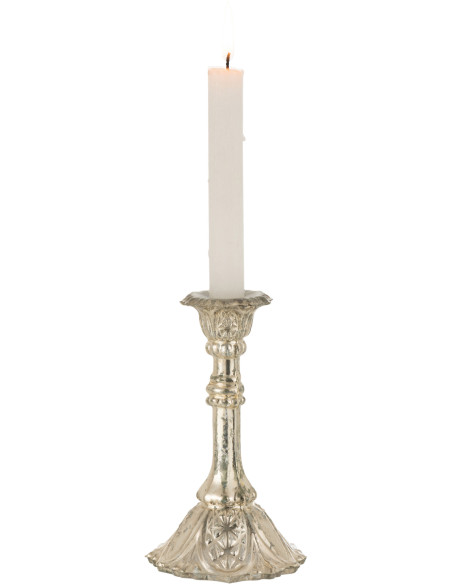 Bougeoir oriental sur pied Hauteur 17 cm en Verre Argenté Caspian - 2