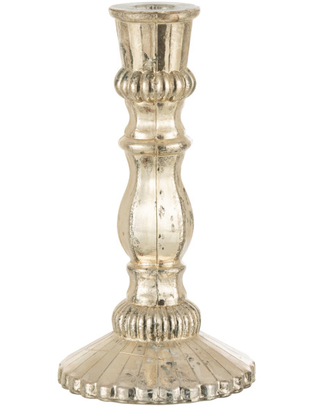 Bougeoir oriental sur pied Hauteur 23 cm en Verre Argenté Caspian - 1