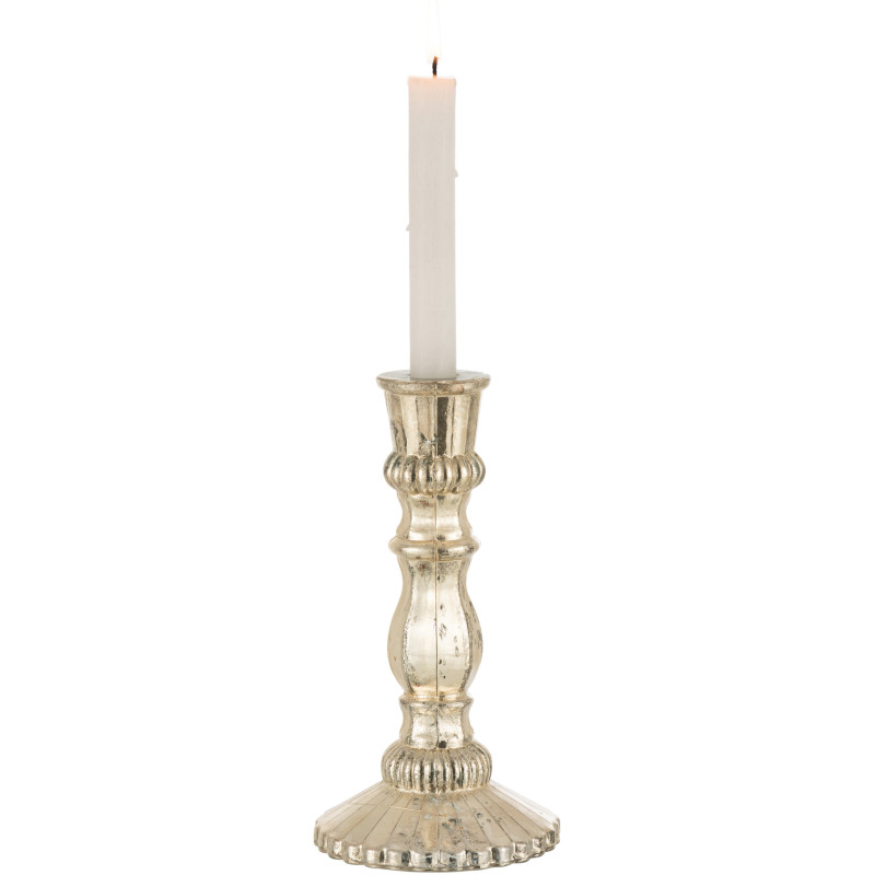 Bougeoir oriental sur pied Hauteur 23 cm en Verre Argenté Caspian - 2