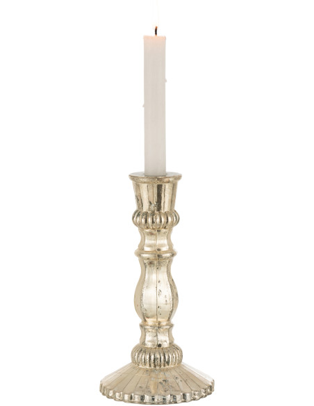 Bougeoir oriental sur pied Hauteur 23 cm en Verre Argenté Caspian - 2