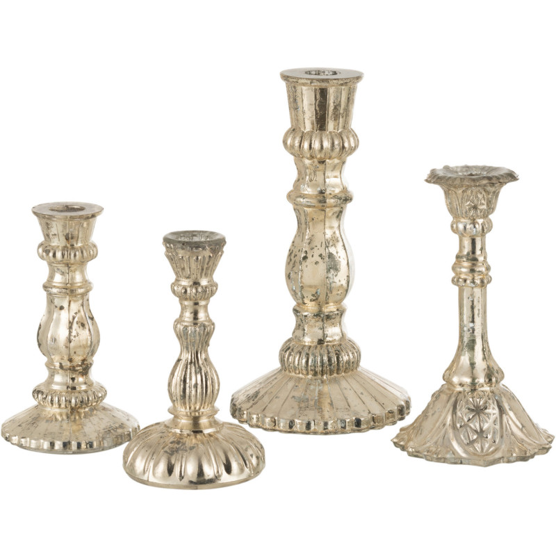 Bougeoir oriental sur pied Hauteur 23 cm en Verre Argenté Caspian - 3