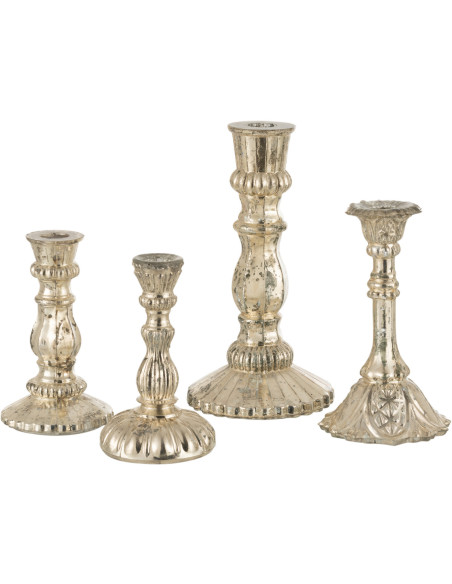 Bougeoir oriental sur pied Hauteur 23 cm en Verre Argenté Caspian - 3