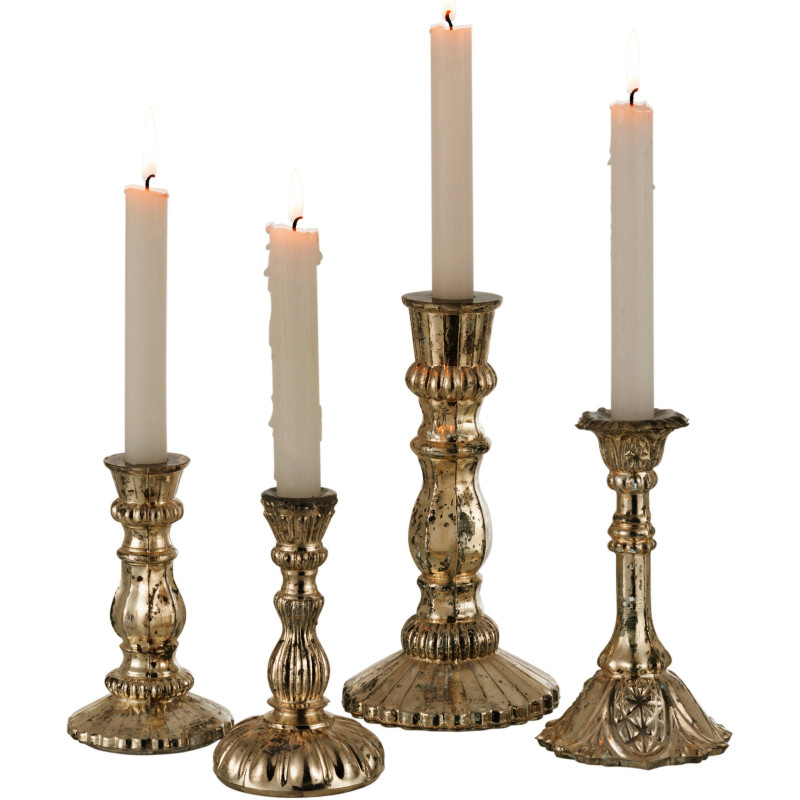 Bougeoir oriental sur pied Hauteur 23 cm en Verre Argenté Caspian - 4