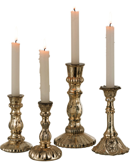 Bougeoir oriental sur pied Hauteur 23 cm en Verre Argenté Caspian - 4