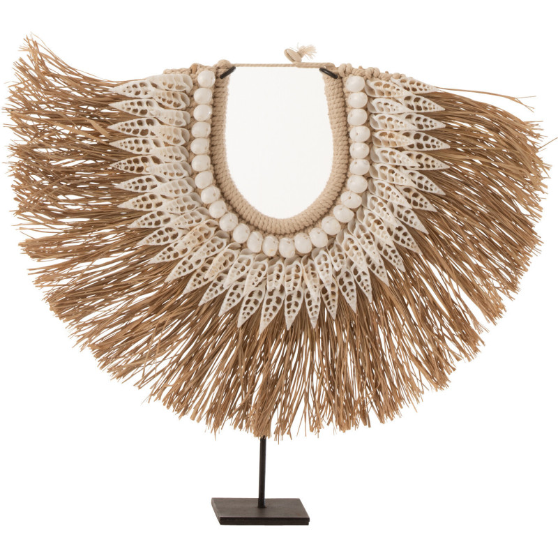 Décoration sur pied Collier de coquillages 35 cm Dora en Jonc de mer Naturel Coton Blanc Métal - 1