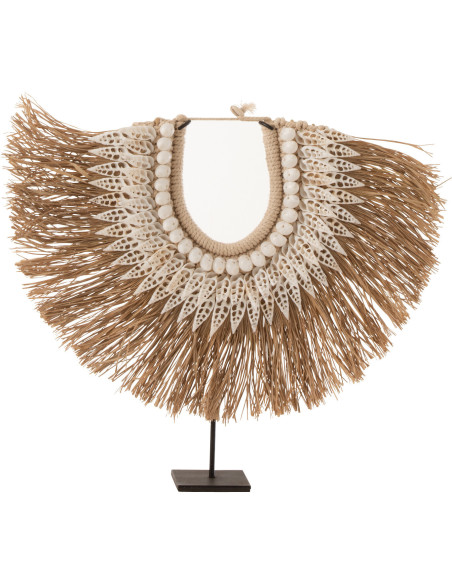 Décoration sur pied Collier de coquillages 35 cm Dora en Jonc de mer Naturel Coton Blanc Métal - 1