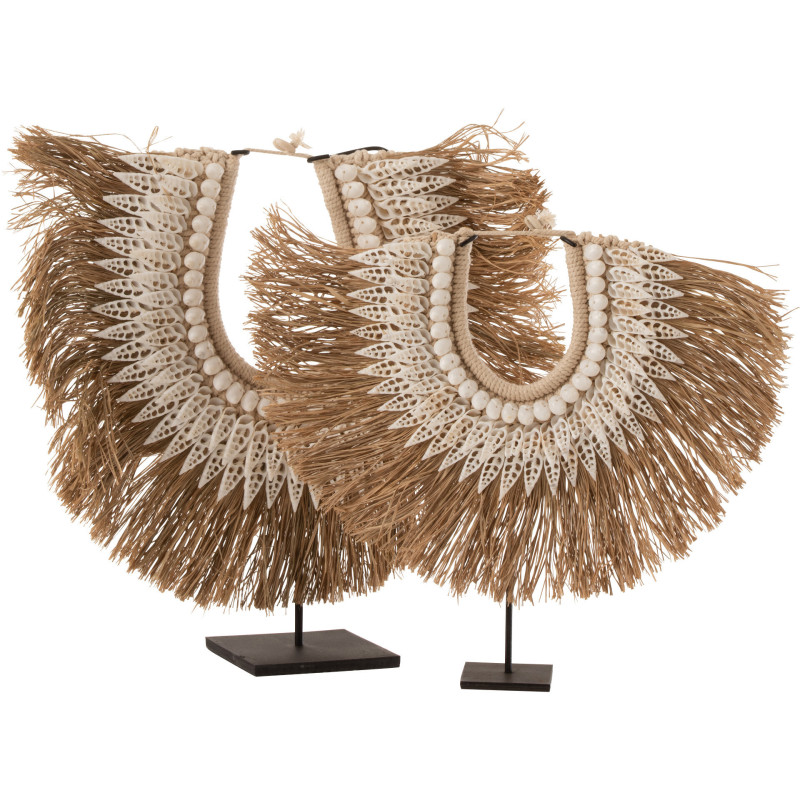 Décoration sur pied Collier de coquillages 35 cm Dora en Jonc de mer Naturel Coton Blanc Métal - 3