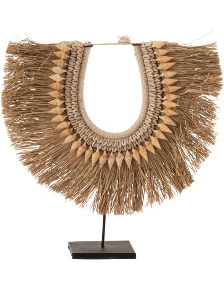Décoration sur pied Collier de coquillages 45 cm Dora en Jonc de mer Naturel Coton Beige Métal - 1