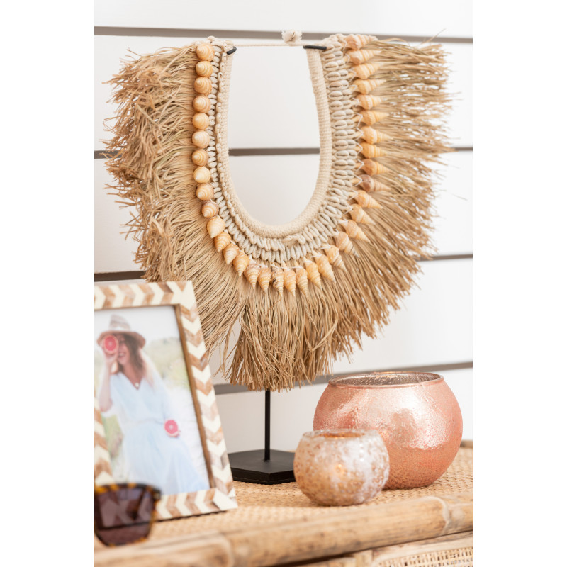 Décoration sur pied Collier de coquillages 45 cm Dora en Jonc de mer Naturel Coton Beige Métal - 2