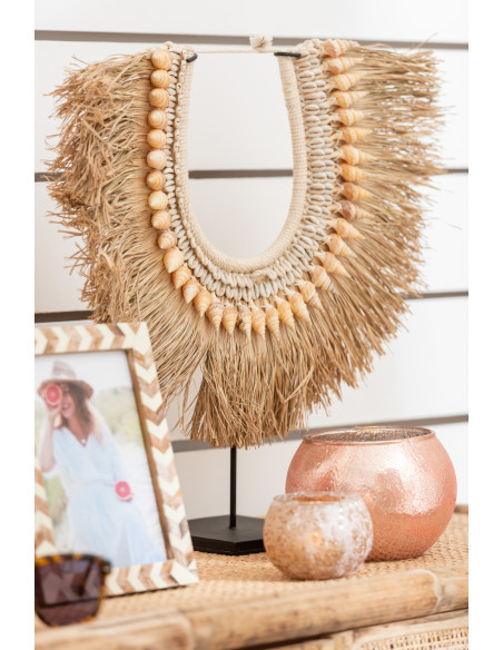 Décoration sur pied Collier de coquillages 45 cm Dora en Jonc de mer Naturel Coton Beige Métal - 2