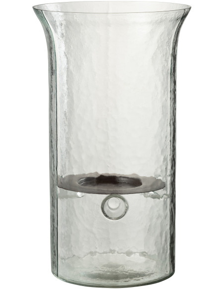 Photophore design Hauteur 32 cm en Verre Semi-transparent Métal Noir Birkir - 1