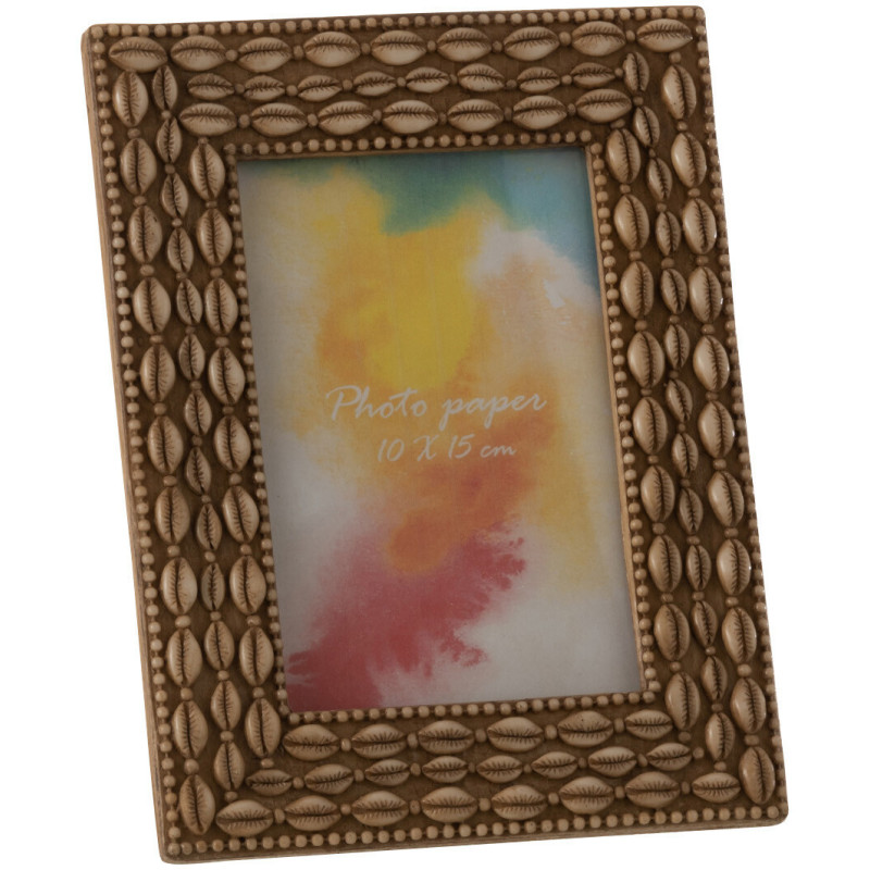 Cadre photo Méria en Résine Beige Motif coquillages pour photo 10x15 - 1