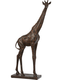 Statue déco XL Girafe Chika en Résine Marron - 1
