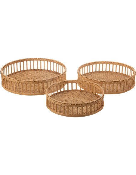Plateaux ronds en bambou naturel Lot de 3 | Histoires Singulières - 1