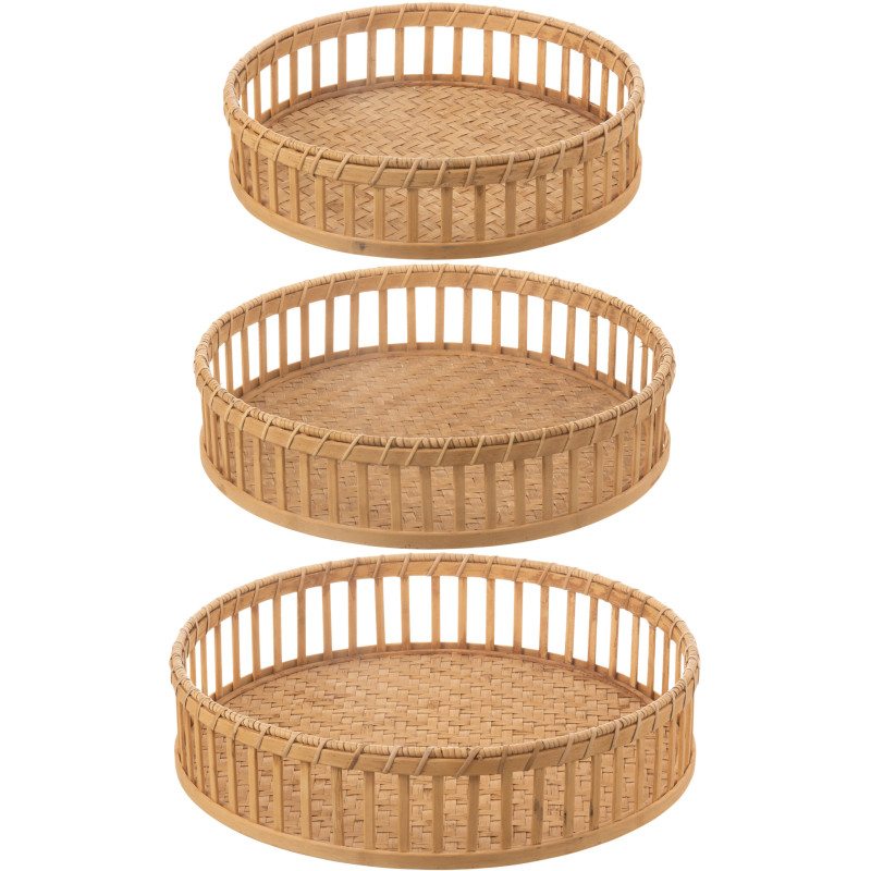 Plateaux ronds en bambou naturel Lot de 3 | Histoires Singulières - 2