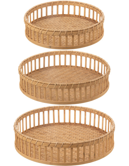Plateaux ronds en bambou naturel Lot de 3 | Histoires Singulières - 2
