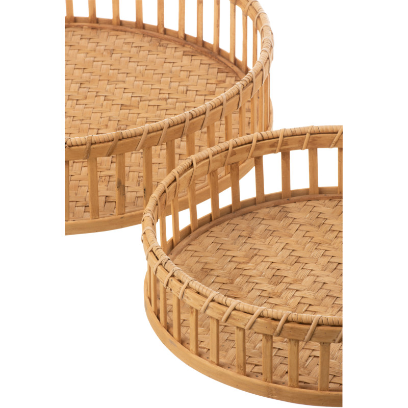 Plateaux ronds en bambou naturel Lot de 3 | Histoires Singulières - 3