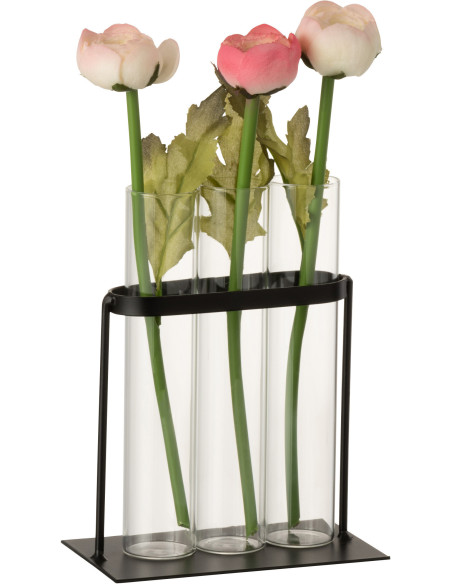 Soliflore 3 Tubes à essai en verre et métal noir - 2