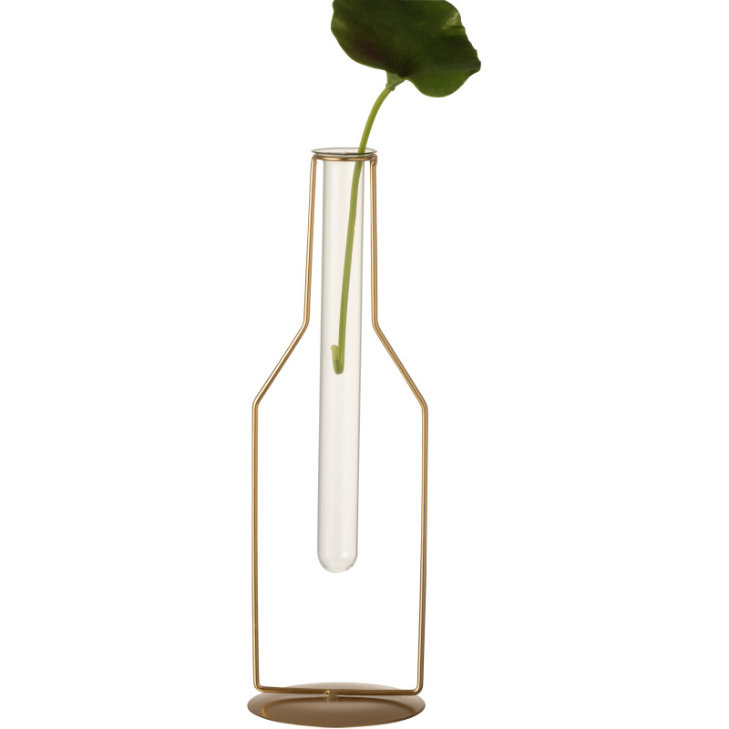 Soliflore design Bouteille en métal doré et verre 33 cm - 2