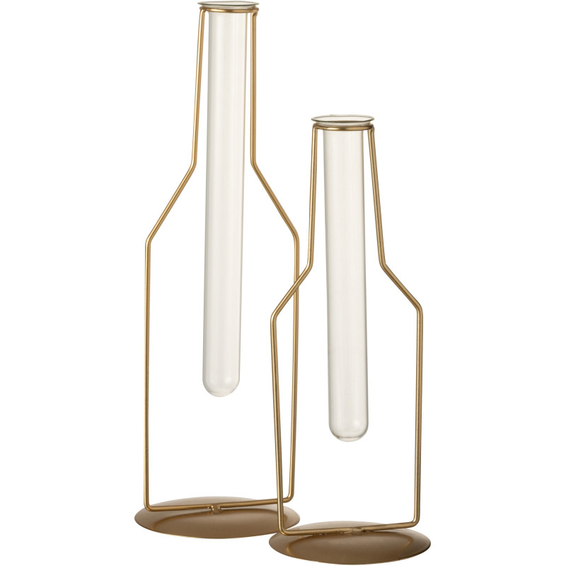 Soliflore design Bouteille en métal doré et verre 33 cm - 3