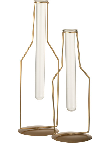 Soliflore design Bouteille en métal doré et verre 33 cm - 3