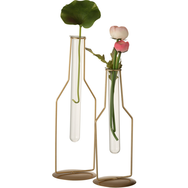Soliflore design Bouteille en métal doré et verre 33 cm - 4