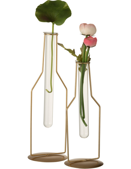 Soliflore design Bouteille en métal doré et verre 33 cm - 4