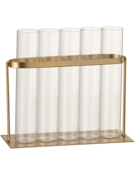 Soliflore 5 Tubes à essai en verre et métal doré - 1